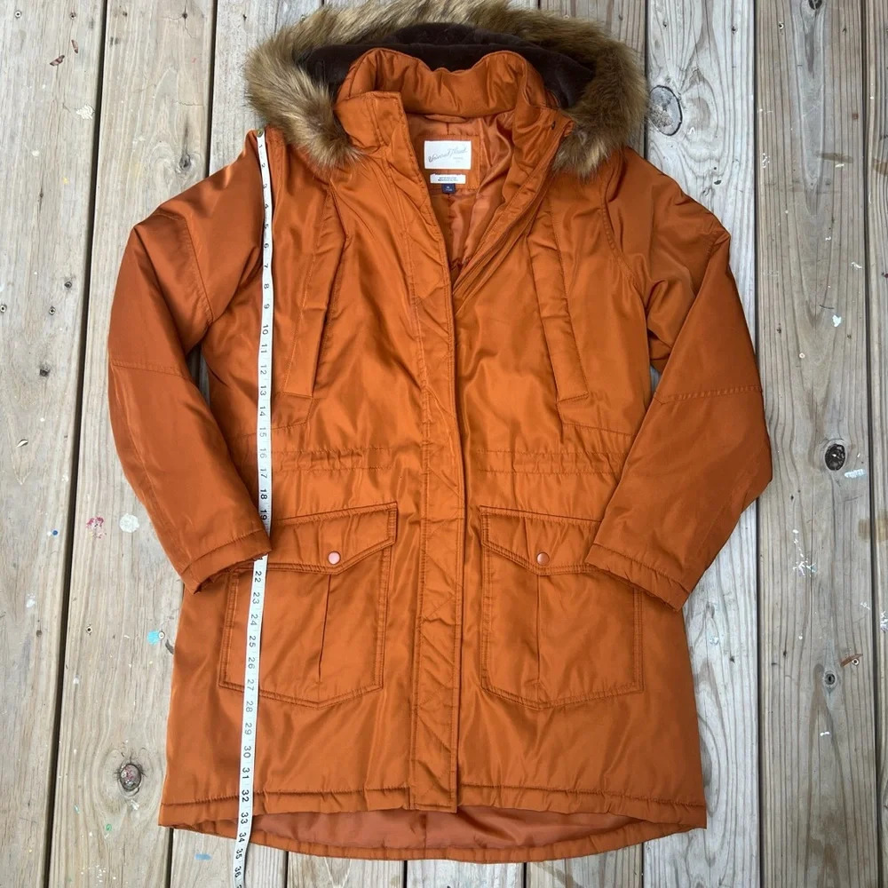 Universal Thread Orange Puffer Jacket With Faux F… - image 8